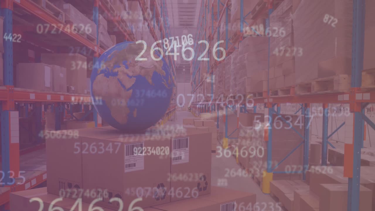 Animation of changing numbers over globe and packages