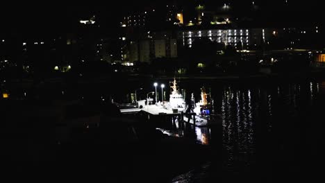 coast-guard-boat-docked-at-night-in-san-Diego