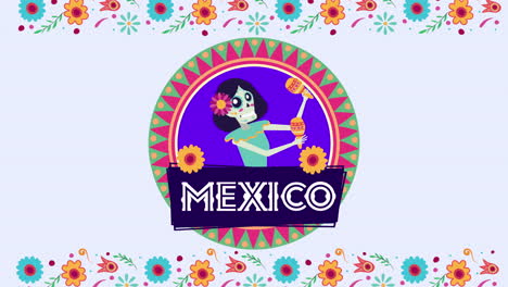 viva mexico animation with catrina skull playing maracas