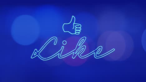 animation of like text over light spots on blue background