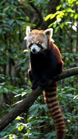red panda on a branch