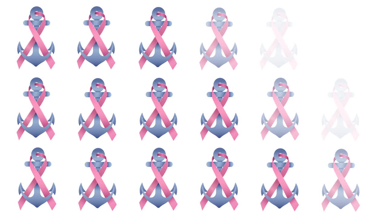 ⁇ 색 배경에 나타나는 여러 개의 분홍색 리본  ⁇ 커 로고의 애니메이션