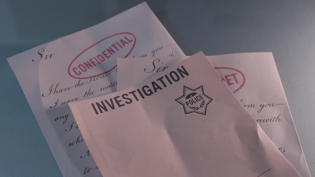 police case file placed over confidential and top secret letters