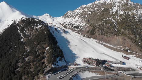 arinsal ski resort, andorra - dolly in to resort and ski track