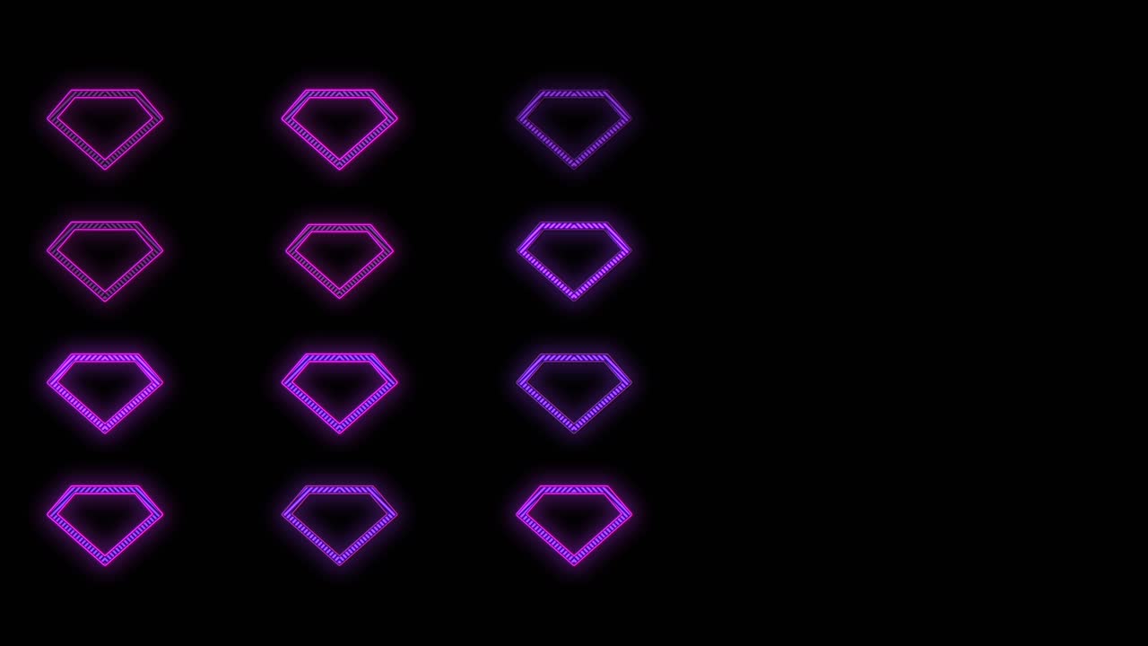 보라색 네온 효과가 있는 복고풍 다이아몬드 패턴