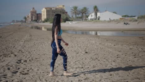 woman walking on a beach