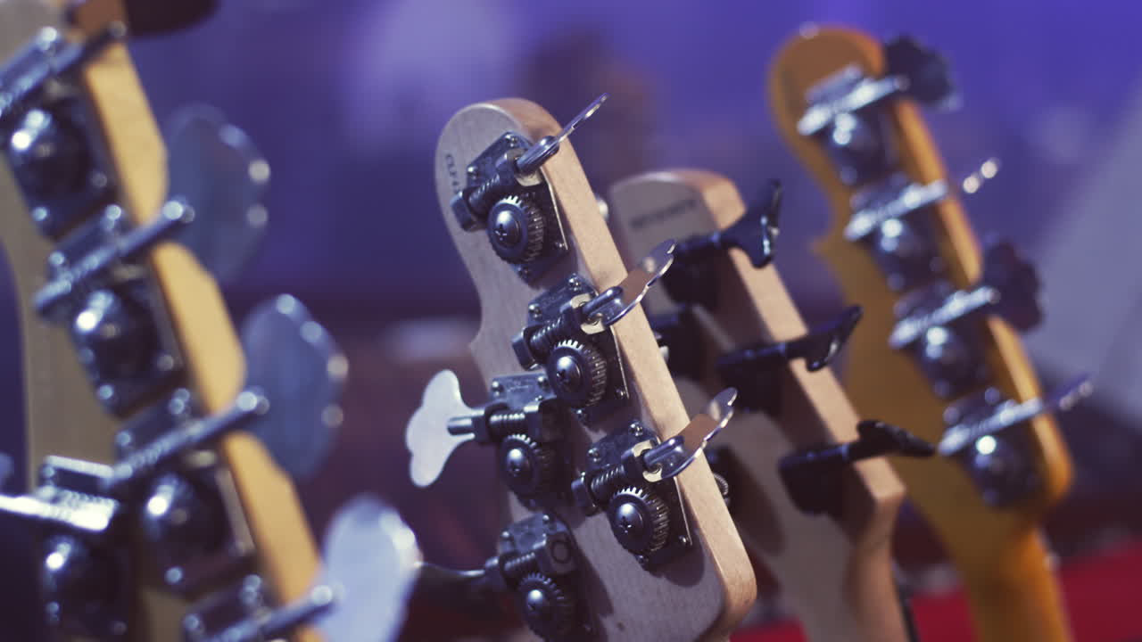 Electric guitar head. String instruments. Music guitar headstock