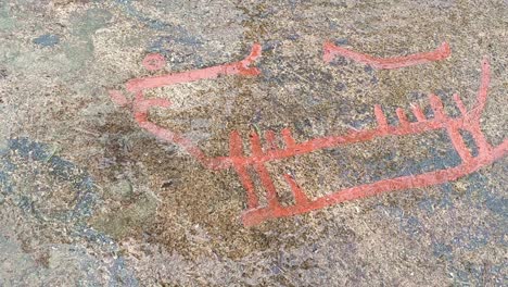 view of rock carvings torsbo west coast of sweden