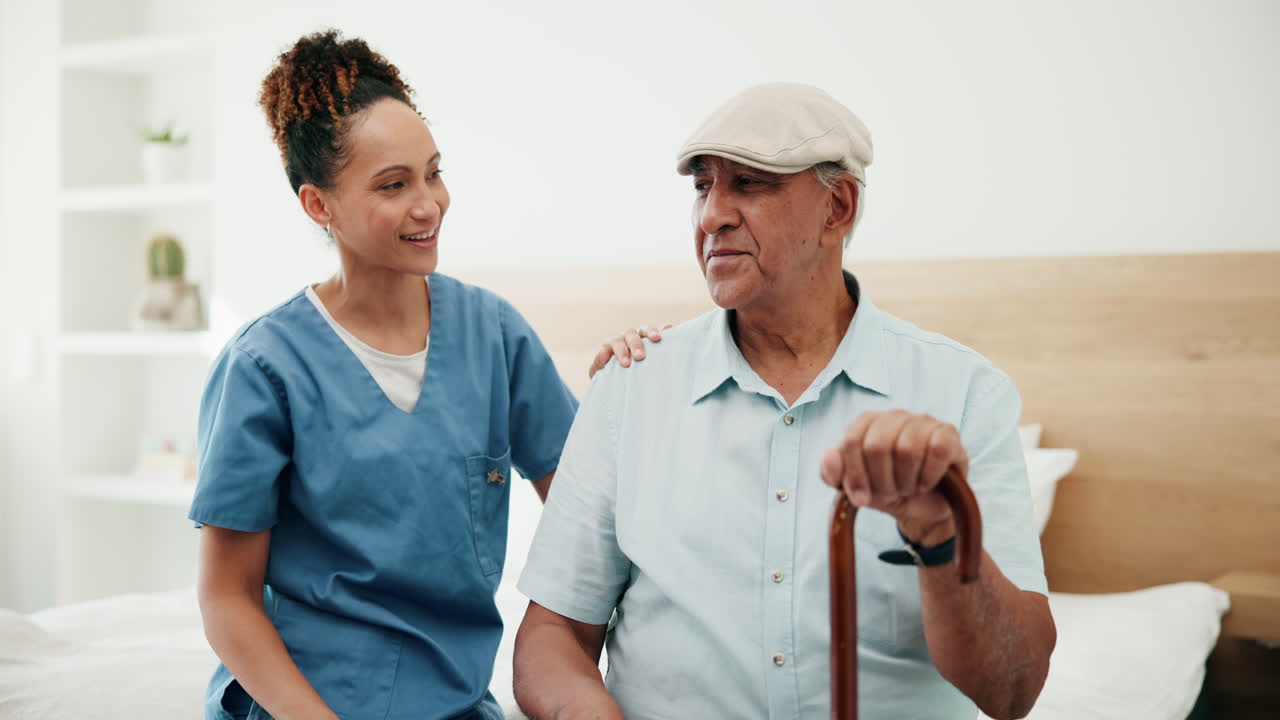Elderly Man Receiving Home Care from a Nurse