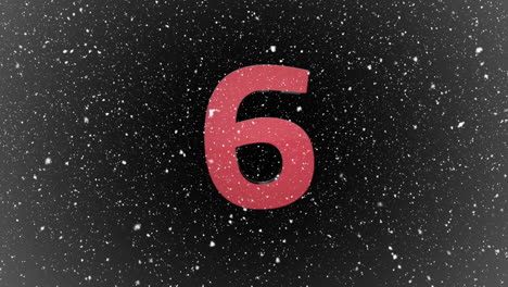 animation of snow falling over countdown on black background