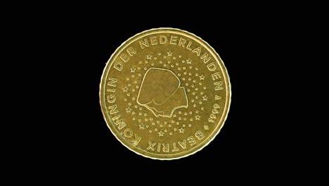 netherlands 1999 50 cent obverse with queen beatrix portrait rotating on black background