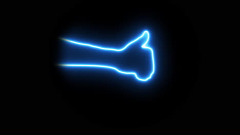 neonlight bluecolored hand signs from thumbsup to thumbsdown