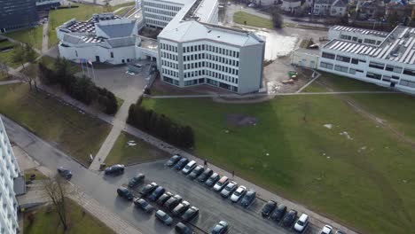 kaunas technology university of sunny day, aerial drone view