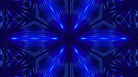 el caleidoscopio de neón de bucle azul de vj. animación sin costuras.