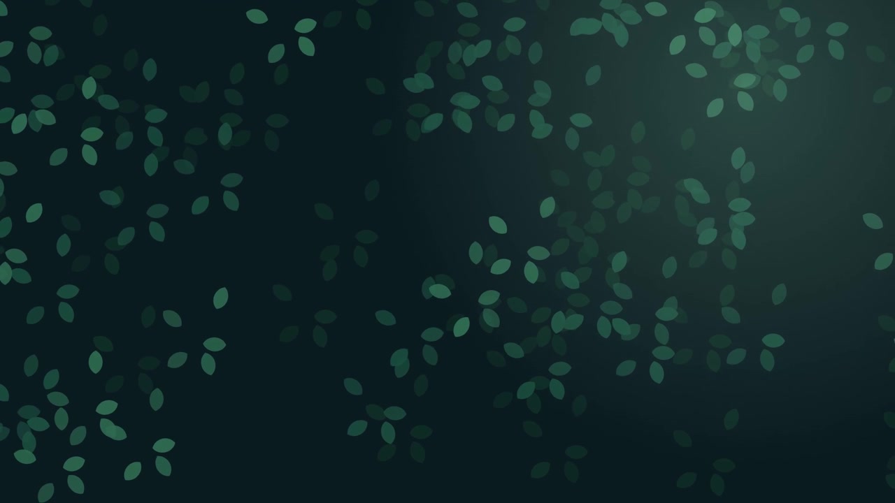 Abstract Motion Background with Floating Green Leaves