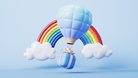 loop animation of inflatable hot air balloon, 3d rendering.