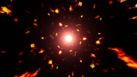 glowing red energy with fire particles