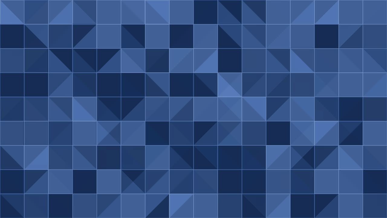 Blue geometric abstract pattern animation, interlocking squares and triangles, modern digital background