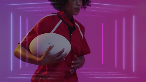 Animation-of-neon-lights-over-female-rugby-player