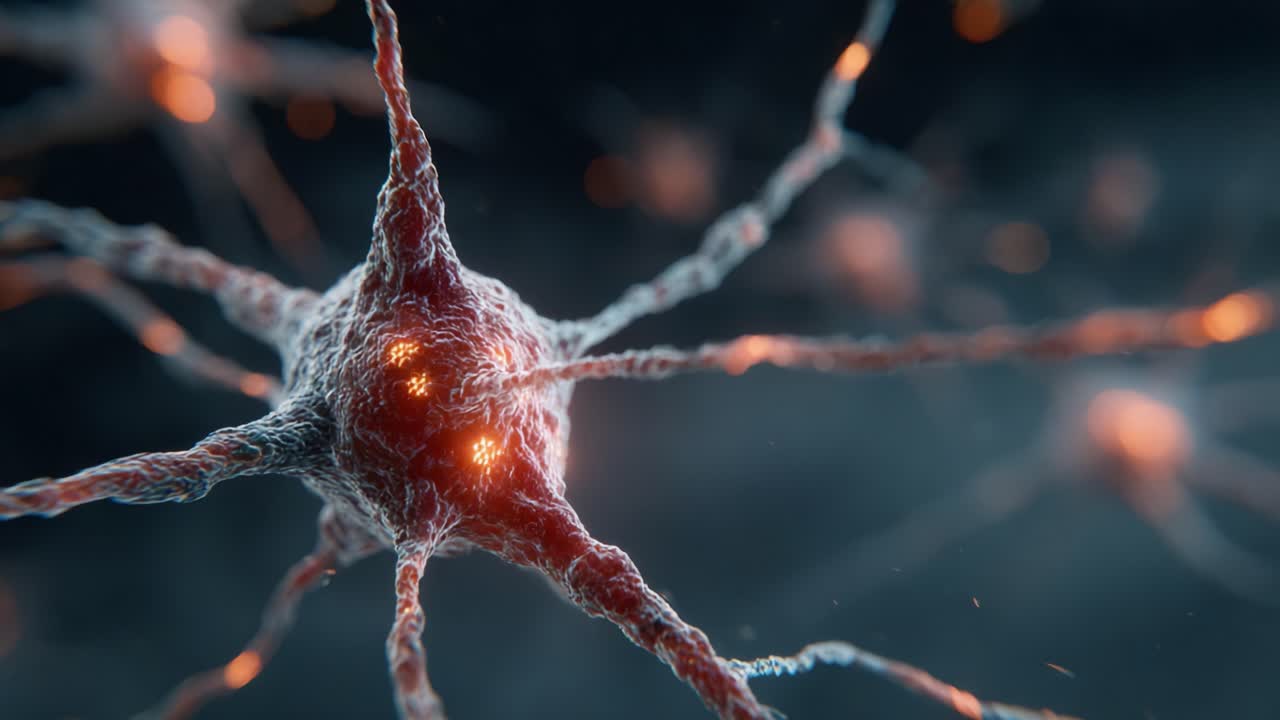A Close-Up Exploration of a Neuron's Structure, Highlighting the Intricate Network of Dendrites and Axons That Facilitate Communication in the Nervous System