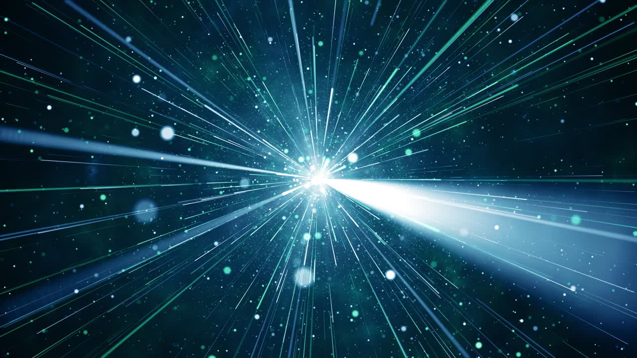 Particles blue green event game trailer titles cinematic concert stage background loop