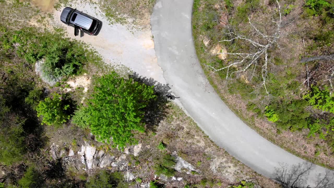 Man and Vehicle Stranded on a Country Road In The Middle Of Nowhere  Drone 30fps at 4k