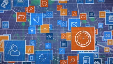 Animación-Del-Procesamiento-De-Datos-Sobre-Iconos-De-Medios