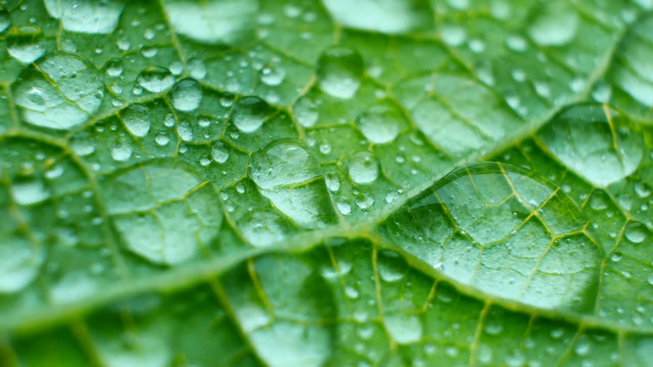 방수 잎 텍스처 클로즈업 - 큰 물방울 - 자연에서 방수 물리학 - 식물의 항구와 날카로운 바늘
