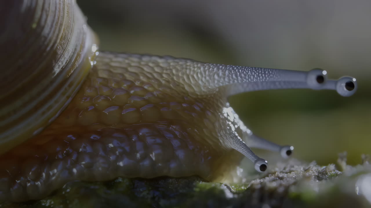 Close-up of a Snail's Head and Tentacles