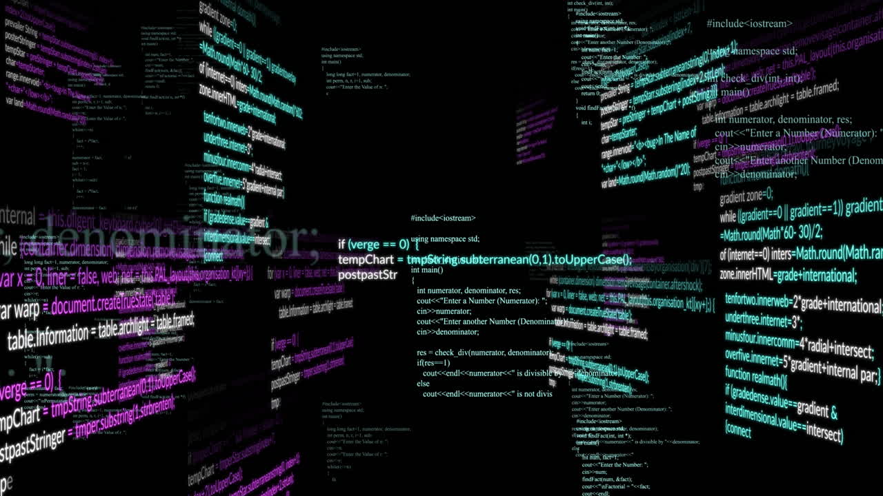 Animation of data processing on black background