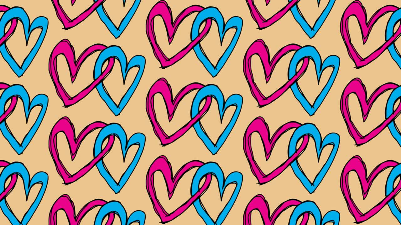 아이들이 사랑의 주제로 팝 아트를 그림 그리는 원활한 배경