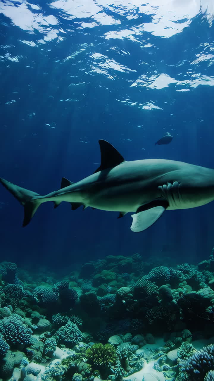 tiburón bajo el agua en el arrecife de coral