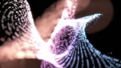 dynamic abstract animation of colorful waves and particles flowing through a dark space, creating a beautiful visual experience of motion and light