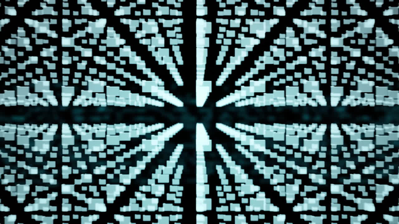 Animation of padlock and data processing over black background