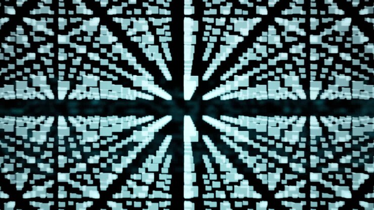 Animation of padlock and data processing over black background
