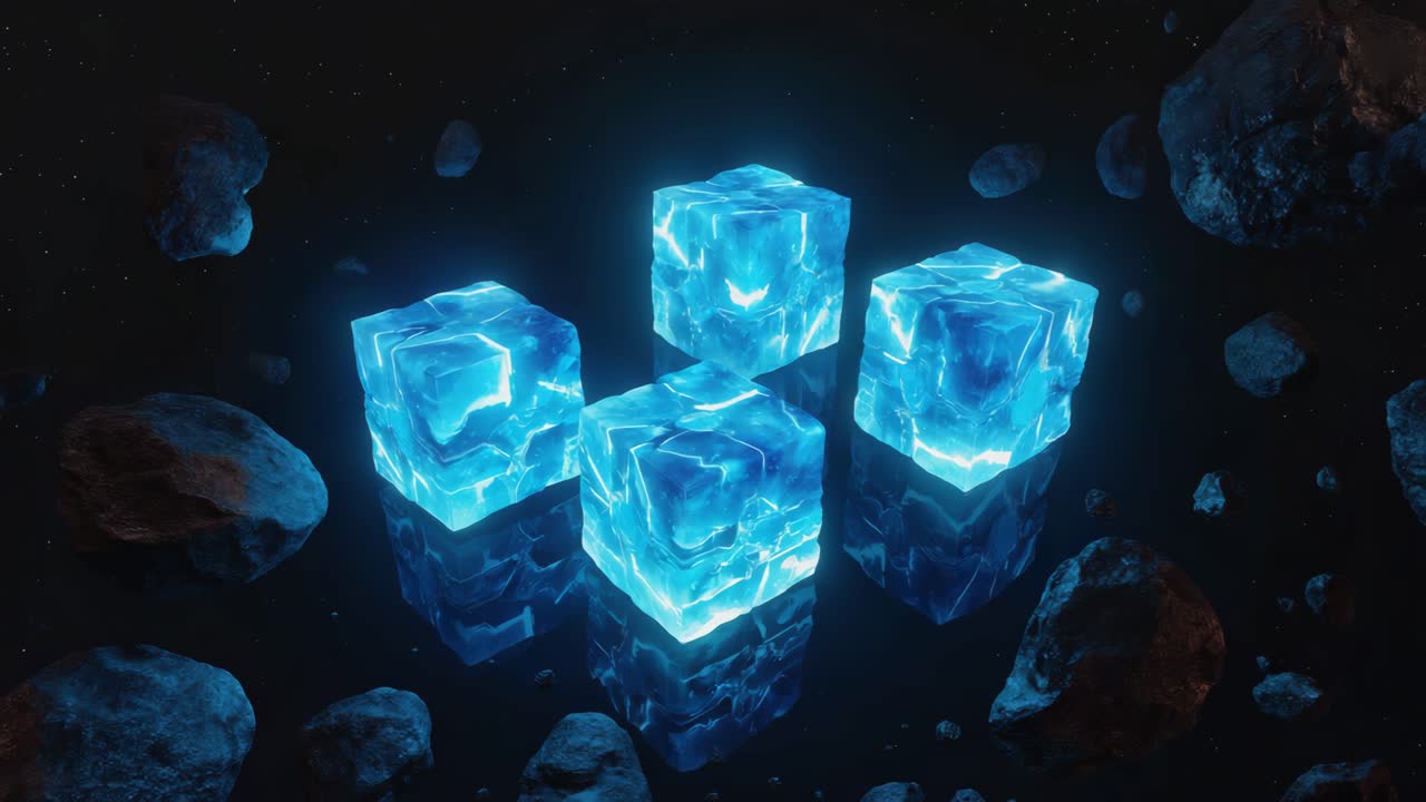 Neon Cubes in Space