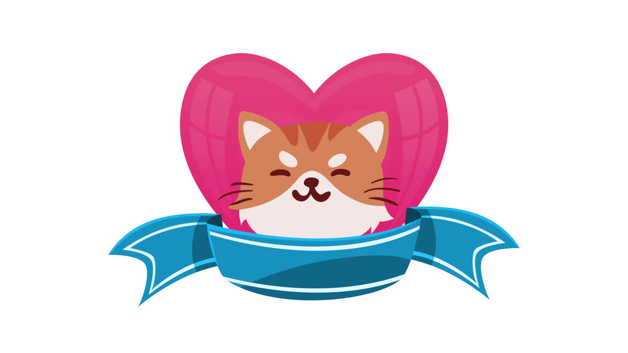 animasi kucing kecil lucu di dalam hati