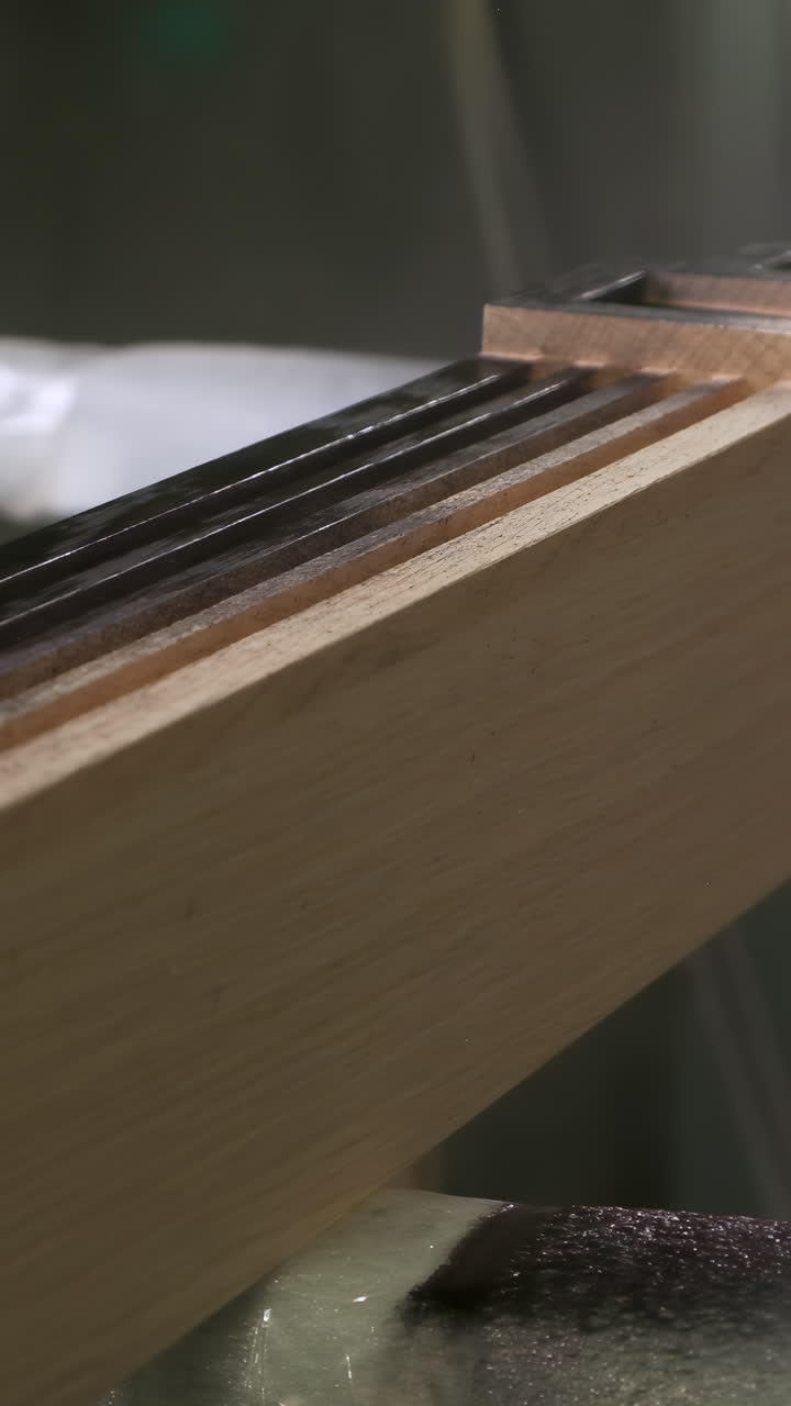 Wood being processed on a lathe