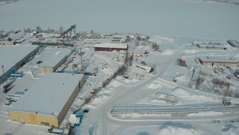 aerial view of a winter industrial area