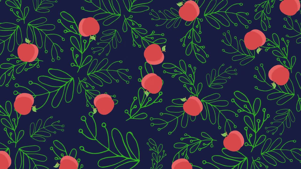 varios iconos de manzana cayendo contra un fondo azul