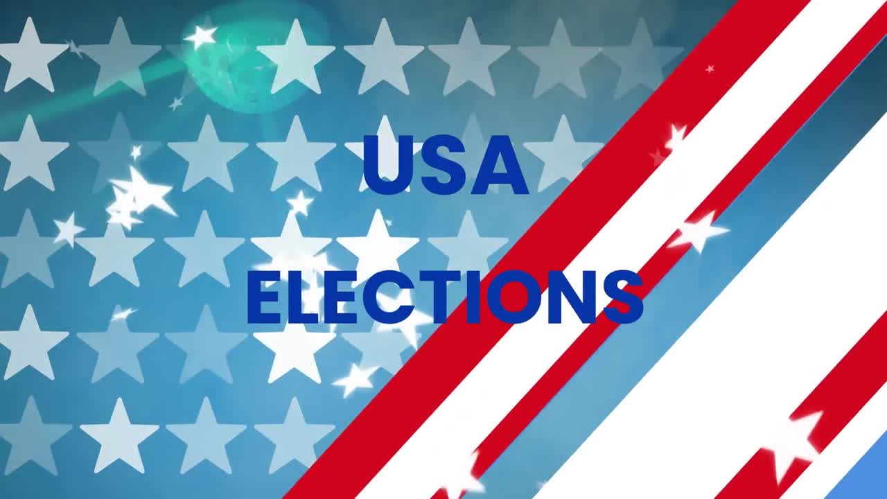 Animation of usa elections text over star shaped and stripes