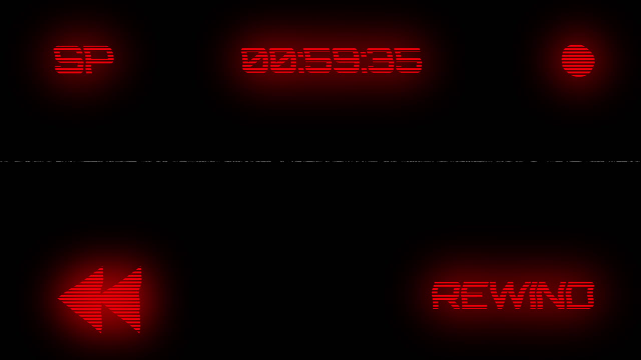 Retro VCR Rewind Display with Glitching Red Numbers