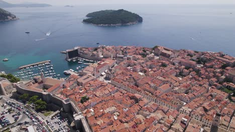 aerial view of the medieval city walls and the old town of dubrovnik, croatia