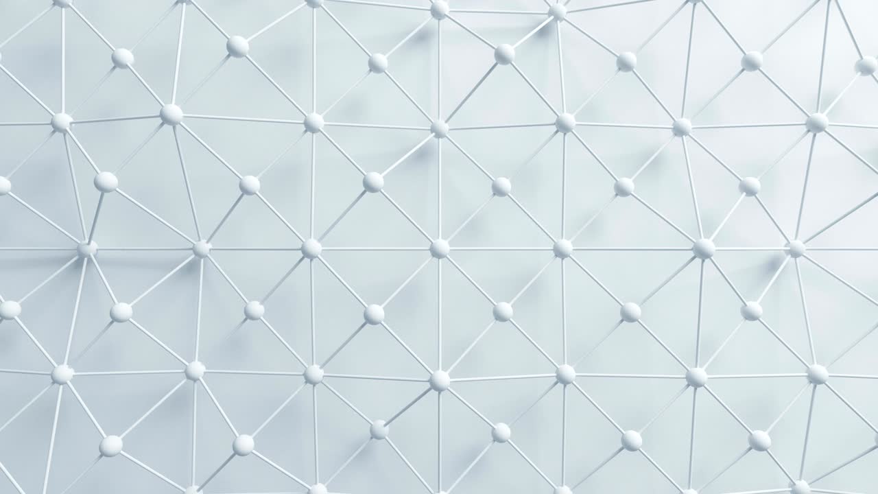 hermosa cuadrícula de red blanca con líneas y esferas transformándose en una animación 3d sin costuras. fondo de diseño de movimiento abstracto. proceso generado por computadora. 4k uhd 3840x2160.