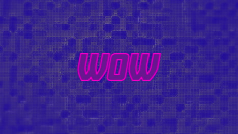 animación de texto wow sobre formas en movimiento sobre fondo azul