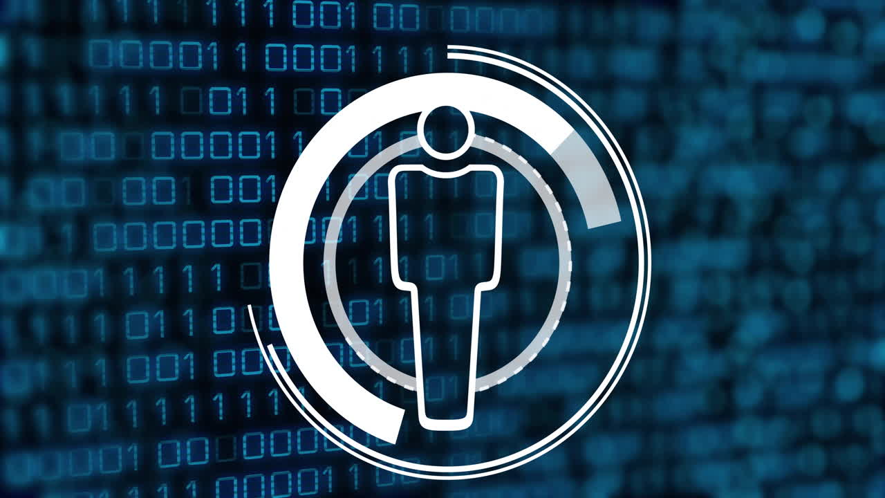 검은색 배경의 데이터 처리에 대한 아이콘의 애니메이션