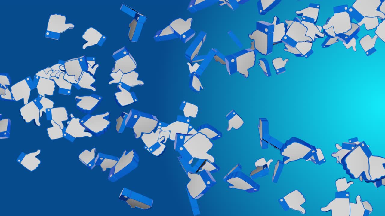 3d social media like buttons floating and rotating lopp social networking like gesture positive or