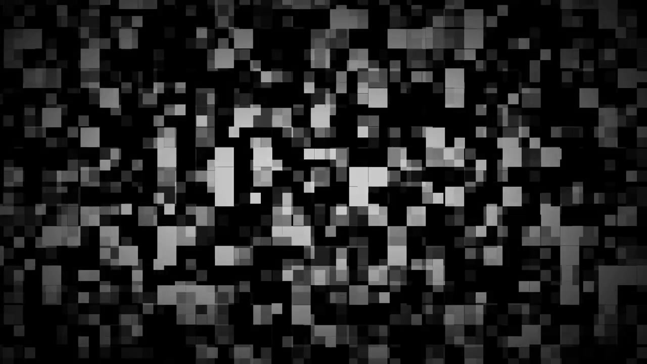 Dynamic Black and White Pixel Grid Flickering Background Loop