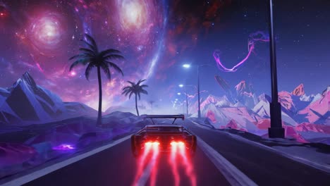 vaporwave car scene