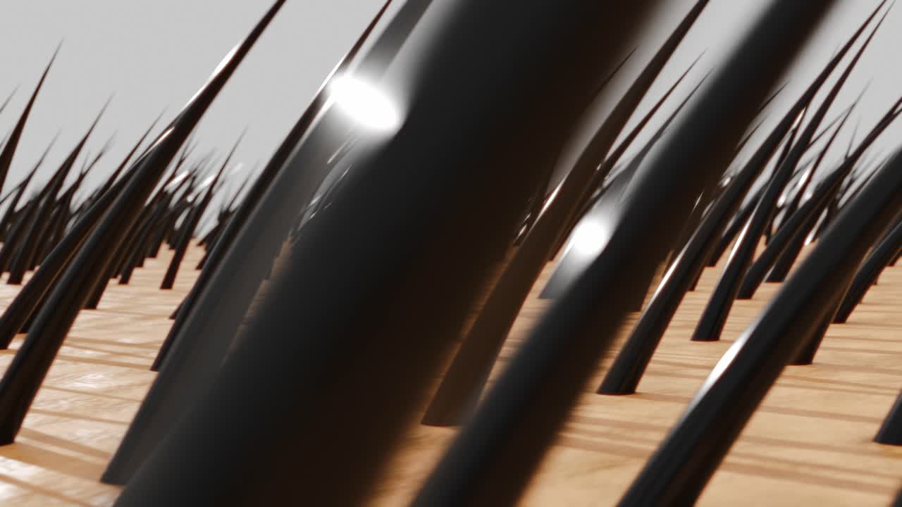 두피에 머리카락 3d 애니메이션